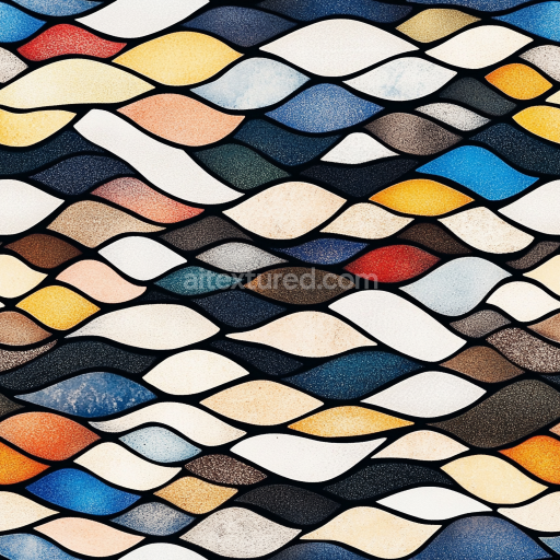 Seamless 3D Wavy Ceramic Mosaic PBR Texture with Multicolor Tiles texture preview