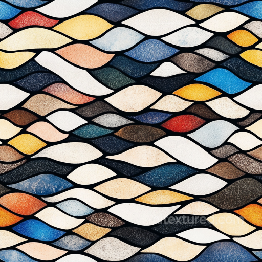 Wavy Ceramic Mosaic PBR Texture with Multicolor Tiles seamless Mosaic PBR texture
