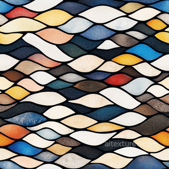 Wavy Ceramic Mosaic PBR Texture with Multicolor Tiles Mosaic texture preview