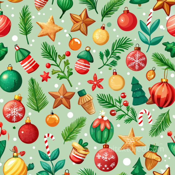 Watercolor Christmas Ornaments Pattern Texture Watercolor Christmas texture preview
