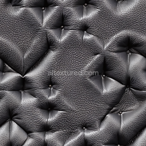 Seamless 3D PBR Black Pebbled Quilted Leather Texture with Padded Upholstery