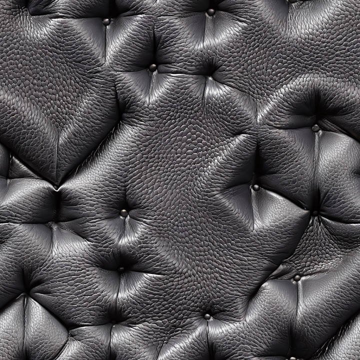 Black Pebbled Quilted Leather with Padded Upholstery seamless PBR texture preview