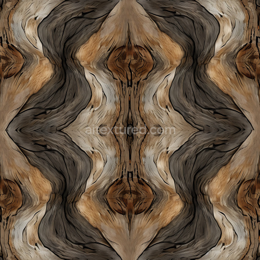 Seamless 3D PBR Cracked Wood Texture with Deep Fissures and Natural Grain Variations