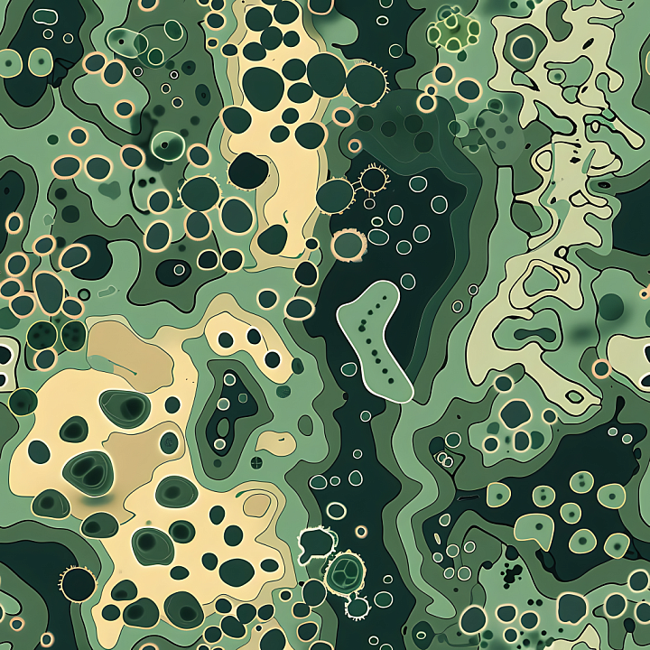 Abstract Camouflage with Organic Shapes and Earthy Green Palette seamless PBR texture preview