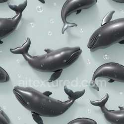 seamless Seamless 3D Inflated Whale Toy PBR Texture with Glossy Black Finish and Bubble Accents texture 8k free download PBR