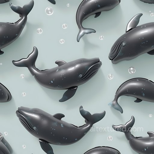 Inflated Whale Toy PBR Texture with Glossy Black Finish and Bubble Accents seamless Inflated PBR texture