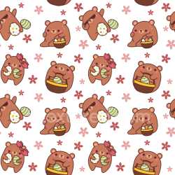 Pattern Bundle - Seamless 3D Pattern PBR Texture Featuring Adorable Cartoon Bears and Floral Accents texture preview