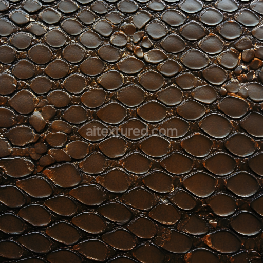 Seamless 3D Reptile Skin PBR Texture Featuring Glossy Dark Overlapping Scales
