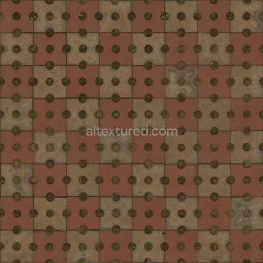 Patterned Concrete Pavers — Cracked Patterned Pavers Patterned Pavers Weathered — PBR seamless 3D texture