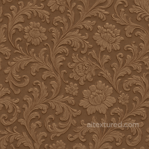 Wallpaper With Brocade Floral Embossed Velvet Finish Design seamless Wallpaper PBR texture