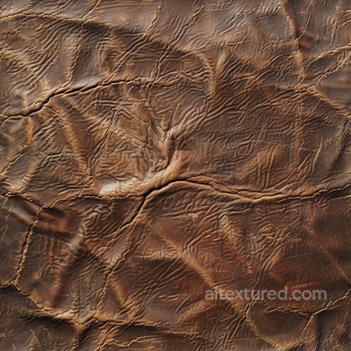 Distressed Brown Cracked Leather Texture with Deep Wrinkles and Vintage Wear seamless Leather PBR texture
