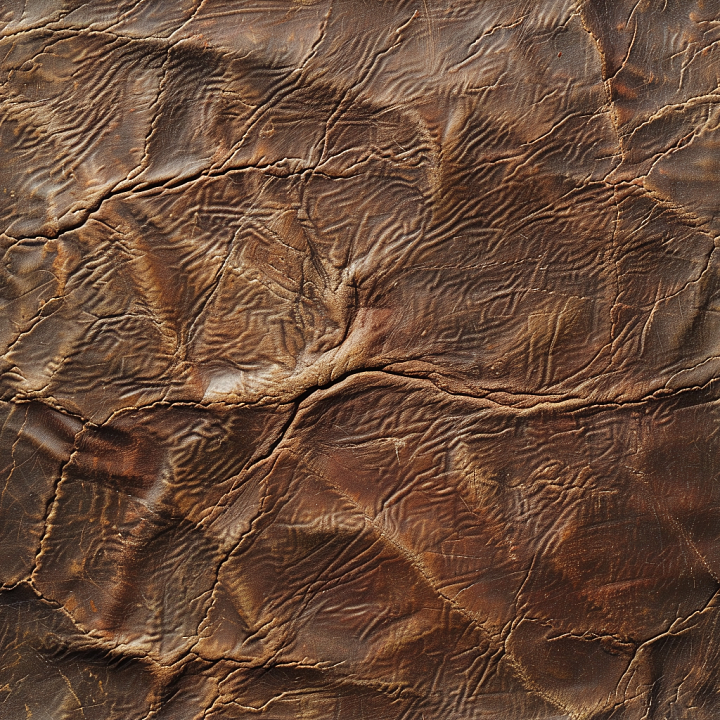 Distressed Brown Cracked Leather with Deep Wrinkles and Vintage Wear seamless PBR texture preview