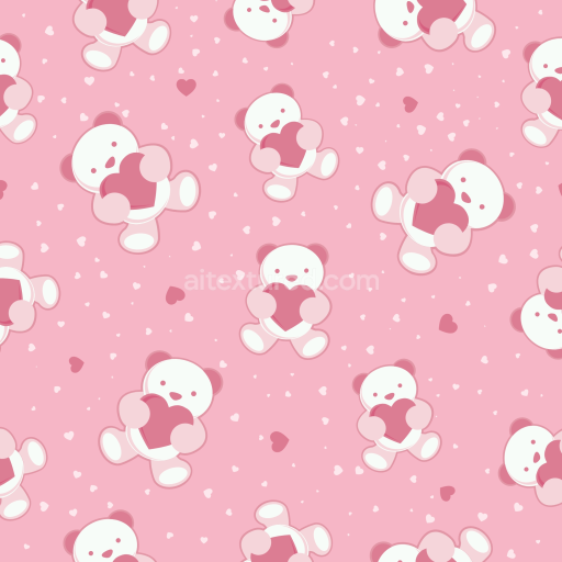 Seamless 3D PBR Texture of Adorable Bear Holding Heart on Pink Background