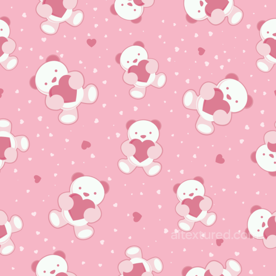 Baby Girl Texture of Adorable Bear Holding Heart on Pink Background Baby girl texture preview
