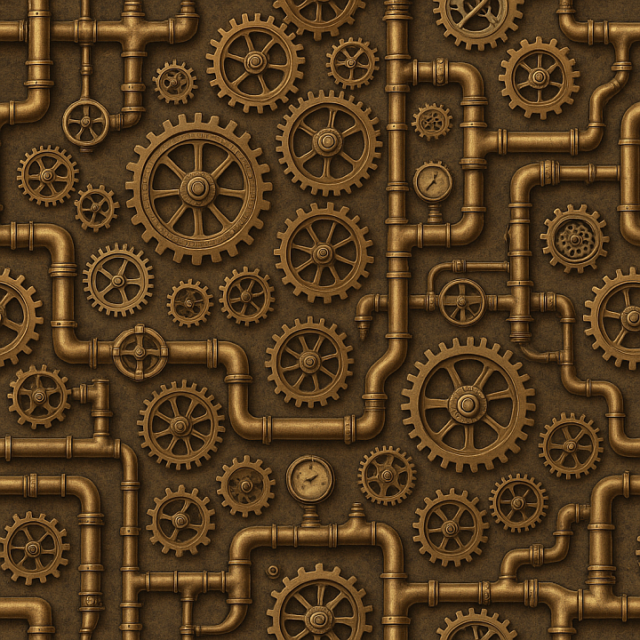 Water - Make Generative Fill Steampunk Cogs Steam Pipes Theme seamless PBR texture preview
