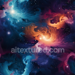 seamless Seamless 3D Space PBR Texture Featuring Swirling Nebula Clouds in Vibrant Blues and Oranges texture 8k free download PBR