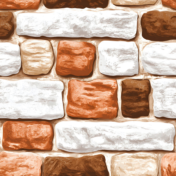 Cracked Brick Wall with Multicolor Rust and White Stones seamless PBR texture preview