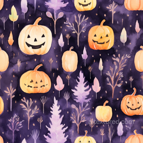 with Watercolor Halloween Pumpkins and Leaves Watercolor Halloween texture preview