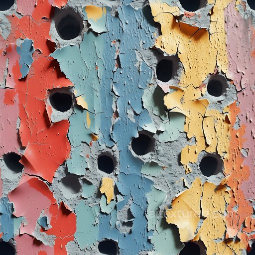 Cracked Paint Texture With Large Holes And Peeling Layers seamless Cracked & Holes PBR texture