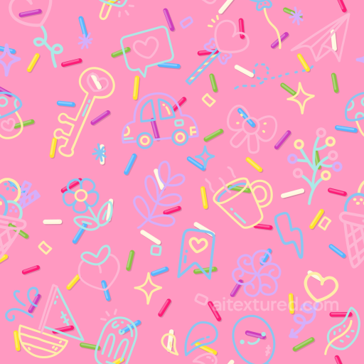 with Pastel Colored Baby Girl Doodle Icons on Pink seamless Baby girl  PBR texture