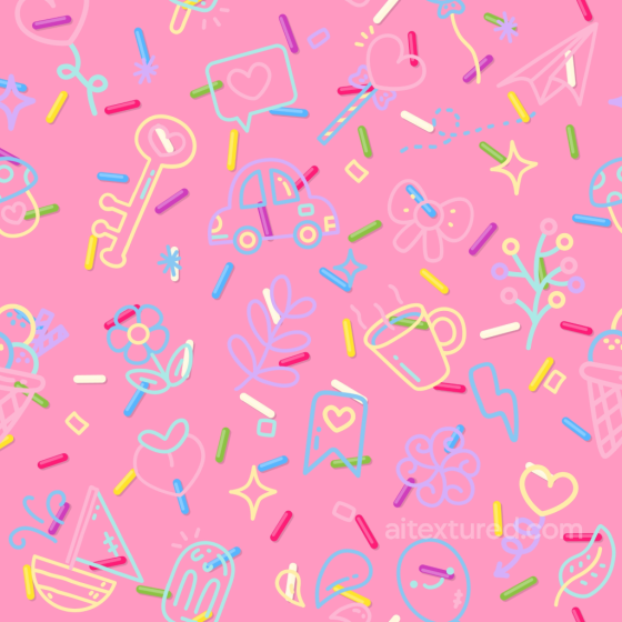with Pastel Colored Baby Girl Doodle Icons on Pink Baby girl texture preview