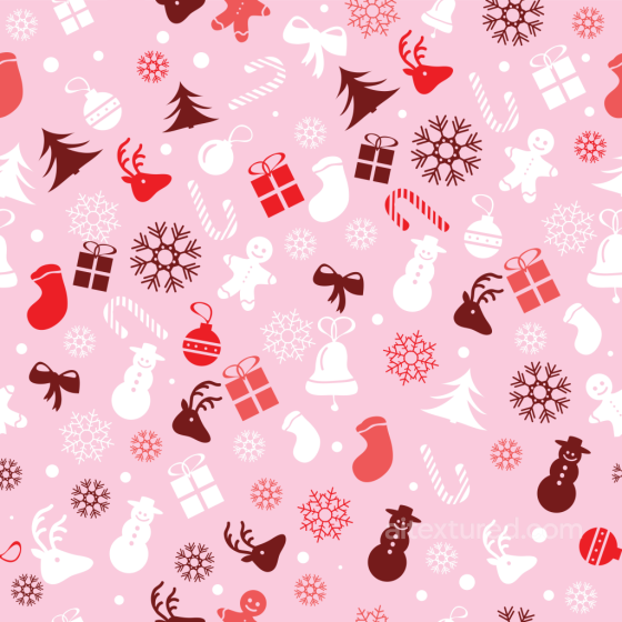 with Festive Christmas Icons on Pink Background All Christmas Digital paper texture preview