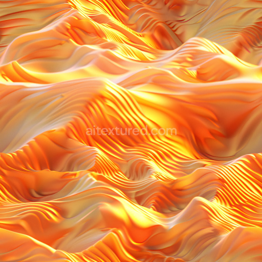Seamless 3D PBR Glossy Orange Wave Texture with Smooth Ridges