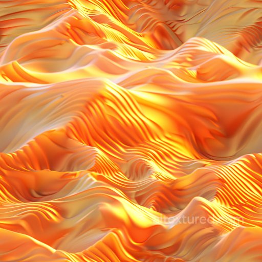 Seamless 3D PBR Glossy Orange Wave Texture with Smooth Ridges texture preview