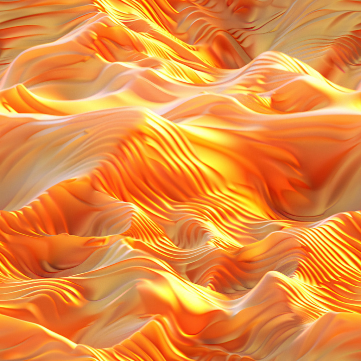 Glossy Orange Wave with Smooth Ridges seamless PBR texture preview