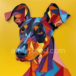 seamless Seamless 3D PBR Texture Featuring Vibrant Origami Doberman Pinscher Design texture 8k free download PBR