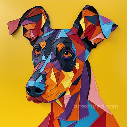 Animal - Seamless 3D PBR Texture Featuring Vibrant Origami Doberman Pinscher Design texture preview