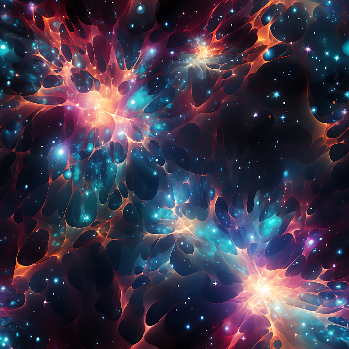 Space Featuring Luminescent Nebula Webs and Starfields seamless PBR texture preview