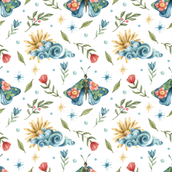 seamless Seamless 3D PBR Watercolor Pattern Texture with Colorful Butterflies & Floral Motifs texture 8k free download PBR