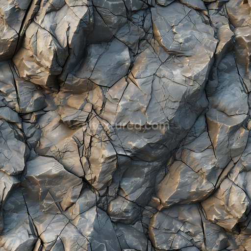 Seamless 3D PBR Fractured Cliff Rock Texture with Sharp Cracks and Layered Details