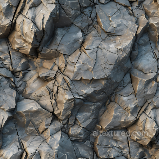 Fractured Cliff Rock Texture with Sharp Cracks and Layered Details seamless Stone PBR texture