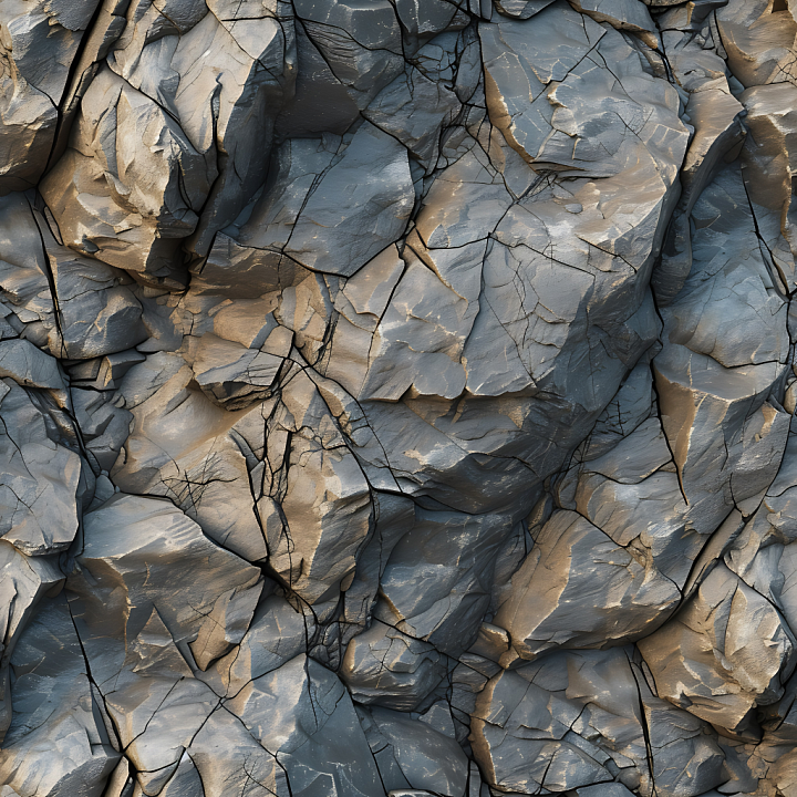 Fractured Cliff Rock with Sharp Cracks and Layered Details seamless PBR texture preview
