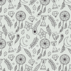 seamless Seamless 3D PBR Texture with Black Hand-Drawn Dreamcatcher and Leaf Pattern on White Background texture 8k free download PBR