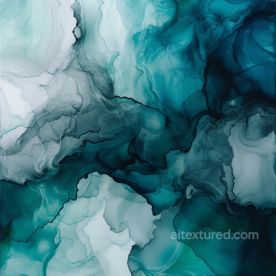 Alcohol Ink PBR Texture Featuring Teal Fluid Waves and Soft Marbling Alcohol ink texture preview