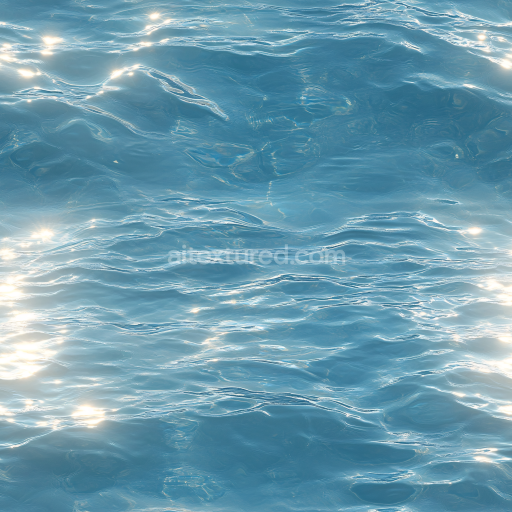 Seamless 3D Calm Ocean Water PBR Texture with Reflective Sun Highlights