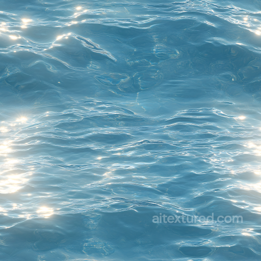 Calm Ocean Water PBR Texture with Reflective Sun Highlights seamless Water PBR texture