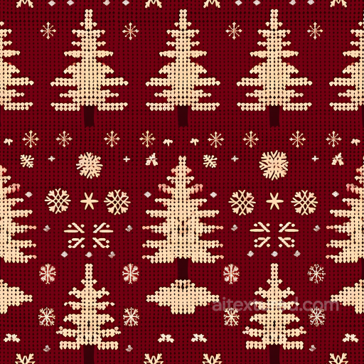 Christmas Knit Pattern Texture with Red Background and Beige Trees seamless All Christmas Digital paper PBR texture