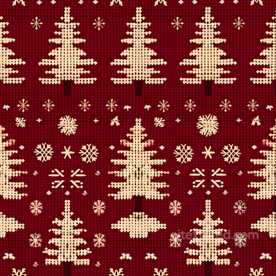 Christmas Knit Pattern Texture with Red Background and Beige Trees All Christmas Digital paper texture preview