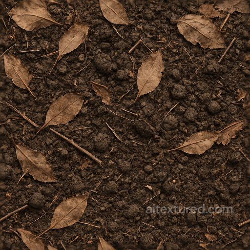 Organic Ground Cover With Dead Leaves Twigs And Soil Aggregates seamless Ground surface PBR texture