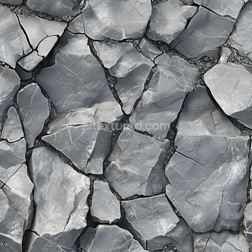 Seamless 3D PBR Texture of Cracked Gray Stone Ground with Layered Slabs