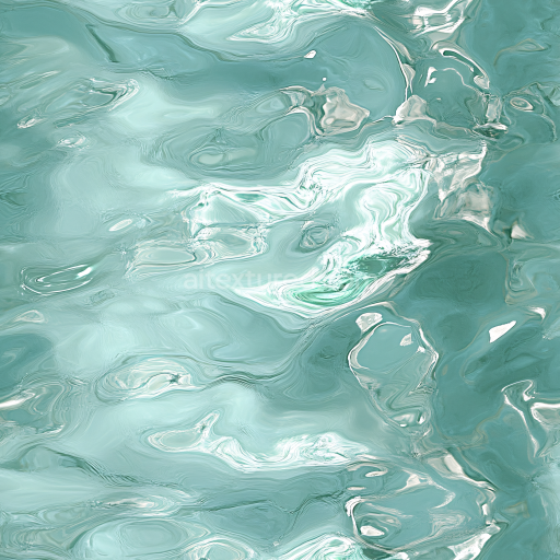 Seamless 3D Stylized Turquoise Liquid Water PBR Texture with Swirling Flow Patterns