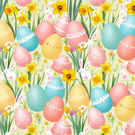 Featuring Pastel Easter Eggs, Daffodils & Bunnies seamless All Easter Digital paper PBR texture