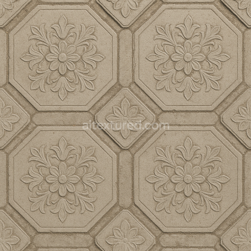 Seamless Stone PBR Texture — Paving Tiles Pedestrian Path Park Made Light Gray