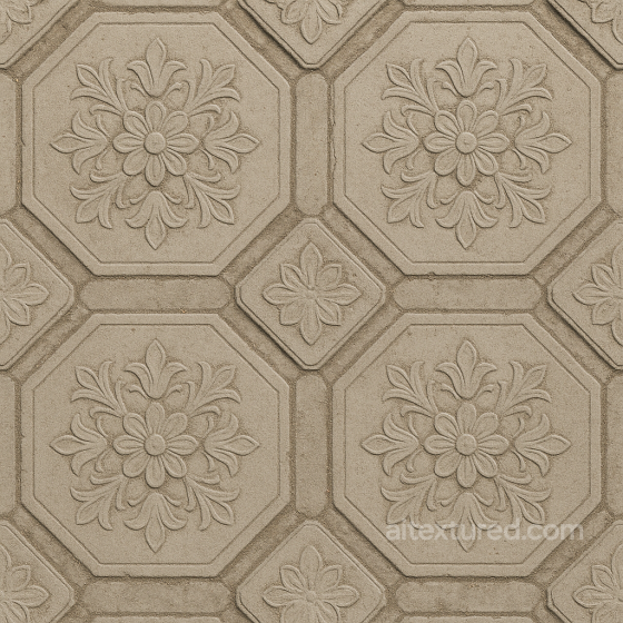 Seamless Stone PBR Texture - Paving Tiles Pedestrian Path Park Made Light Gray Stone texture preview