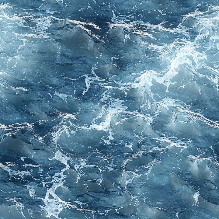 Water of Turbulent Ocean Surface with Dynamic Foam and Waves seamless PBR texture preview