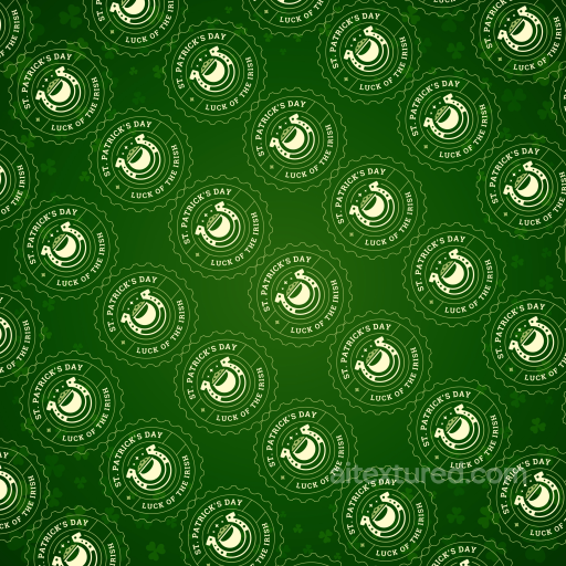 Green St Patrick Digital Paper Texture with Lucky Horseshoe Design seamless St patrick digital paper bundle PBR texture